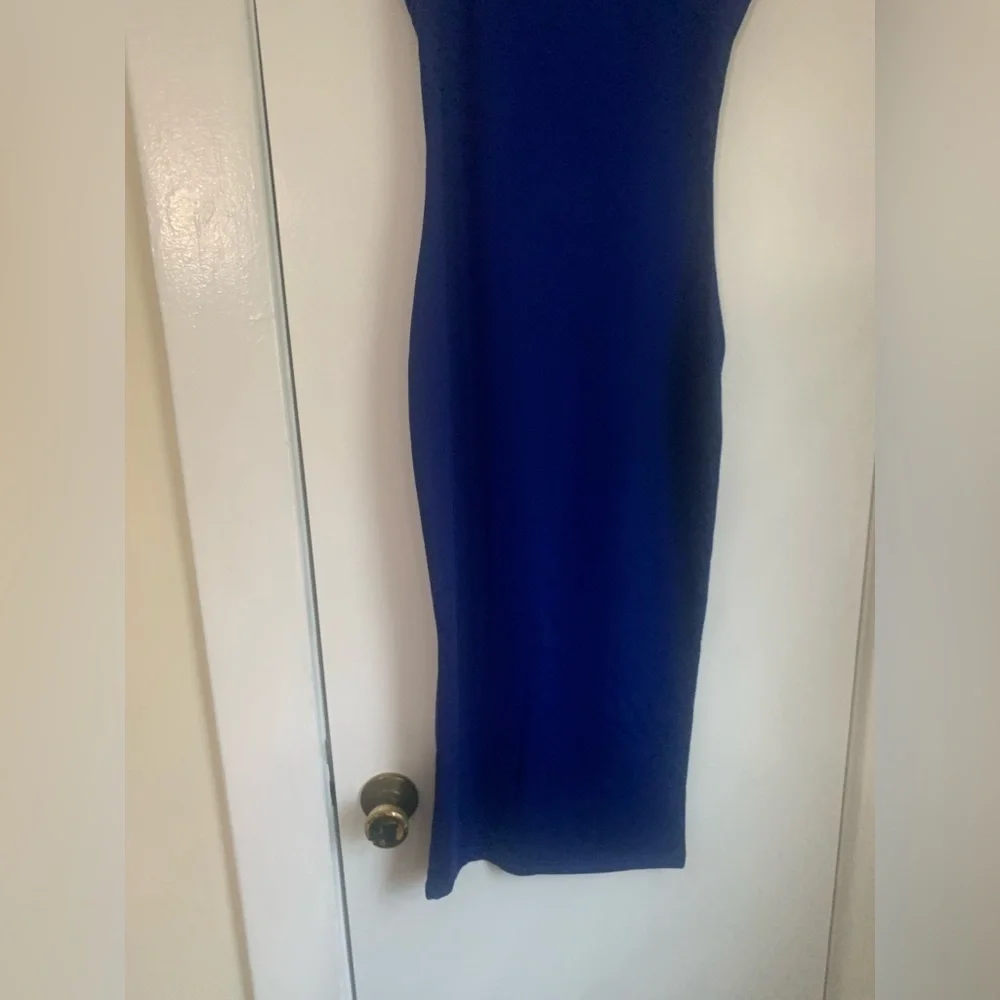 Cobalt‎ blue bodycon strapless MIDI Dress Size Small